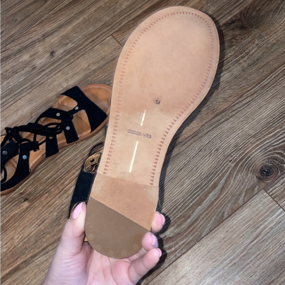 Dolce Vita Black Gladiator Lace Up Sandals - Picture 11 of 11